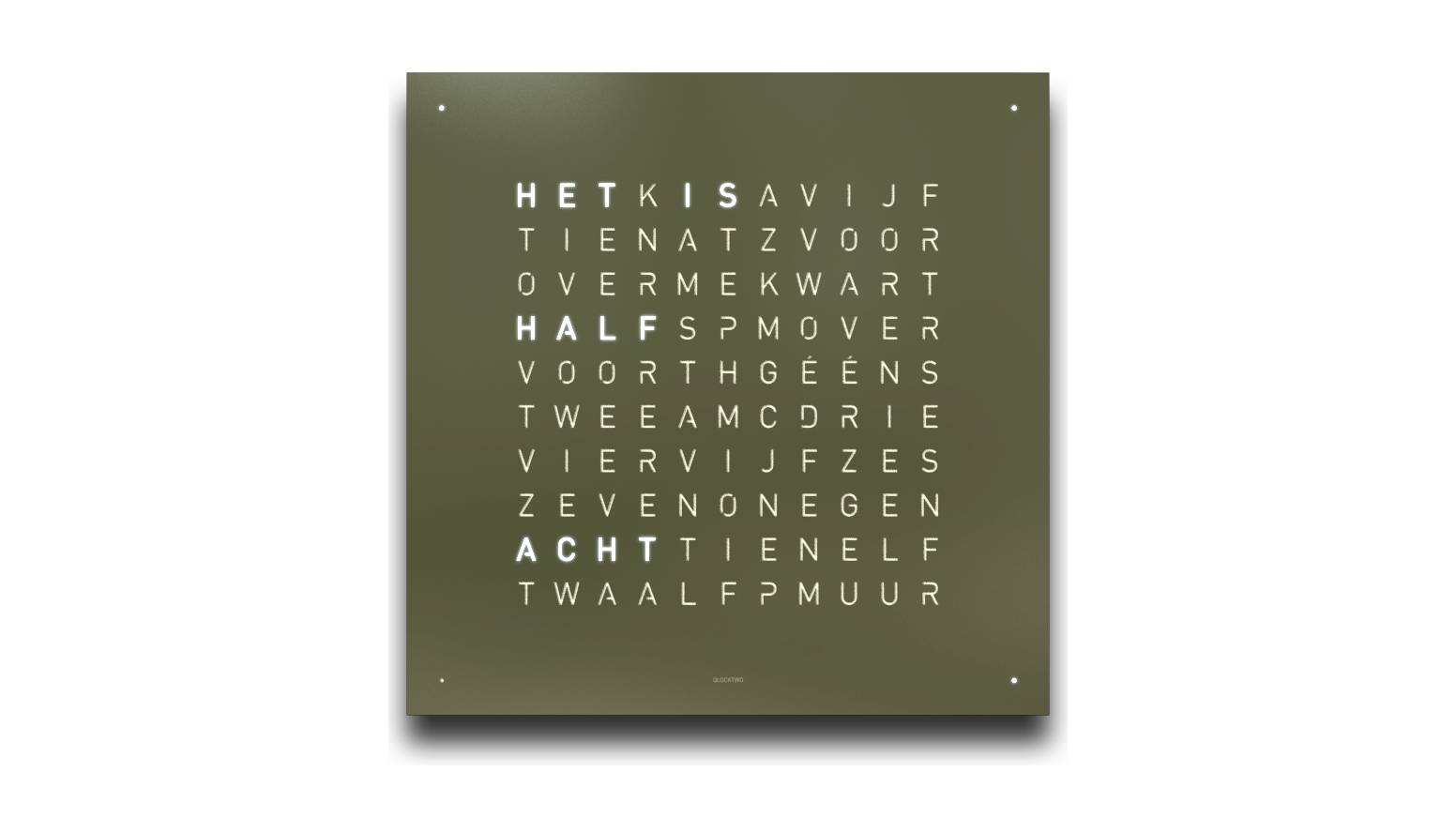 Qlocktwo Earth 45 Olive, nu met gratis black body!
